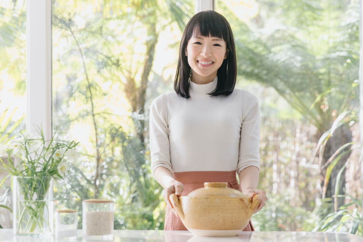 KonMari Marie Kondo holding a Japanese Donabe Pot